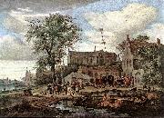 RUYSDAEL, Salomon van Tavern with May Tree af France oil painting reproduction